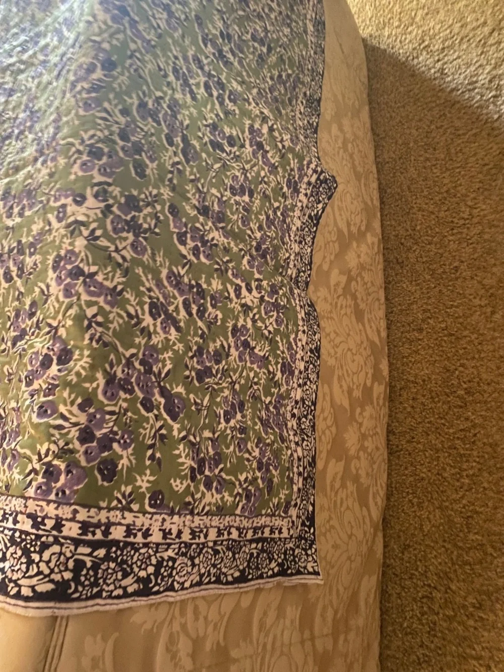 ANTHROPOLOGIE KANTHA THROW QUILT REVERSIBLE COTTON SILK 51
